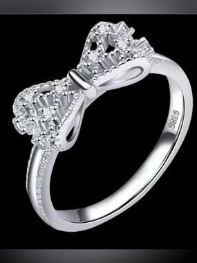 .925 Sterling  Silver Bow Ring Size 6